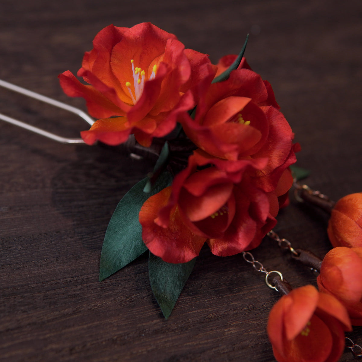 Handmade Silk Thread Weeping Crabapple Ronghua Hairpin | Chinese Heritage Floral Accessory