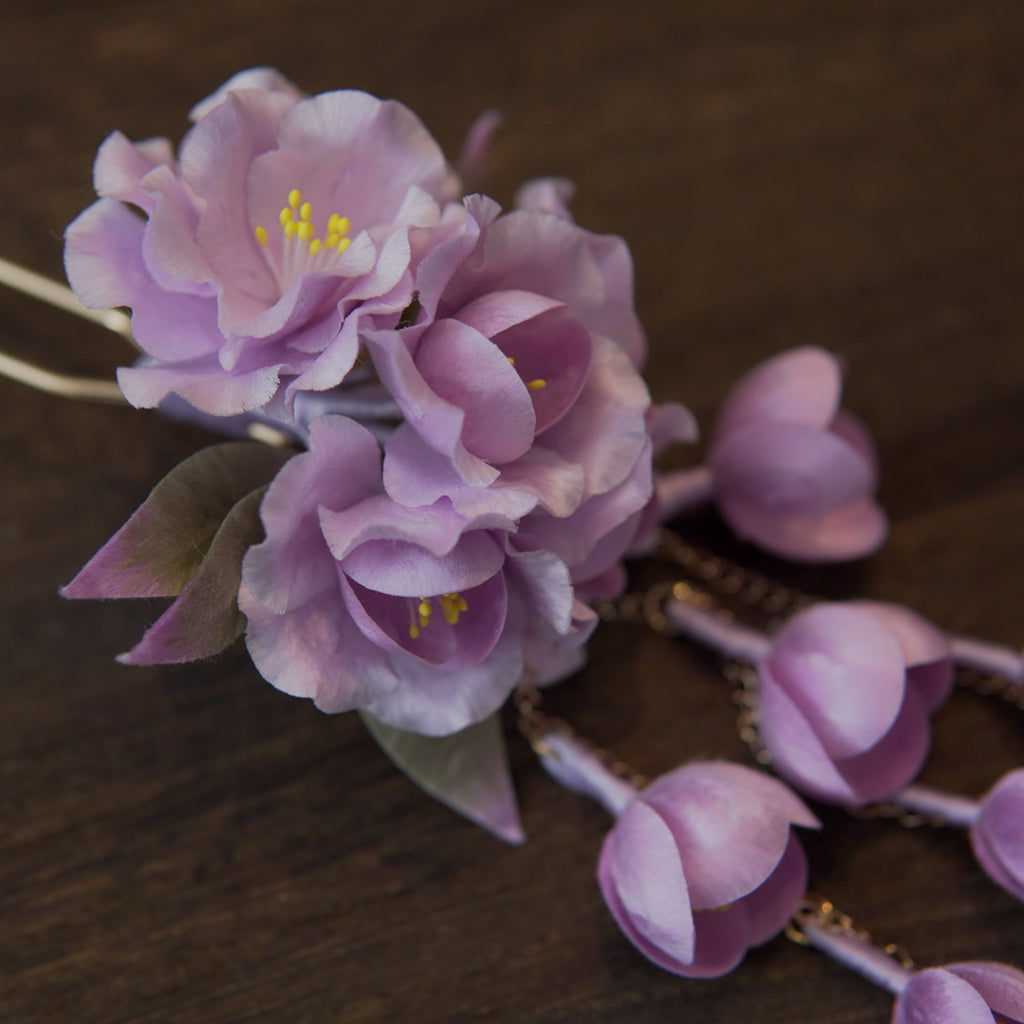 Handmade Silk Thread Weeping Crabapple Ronghua Hairpin | Chinese Heritage Floral Accessory