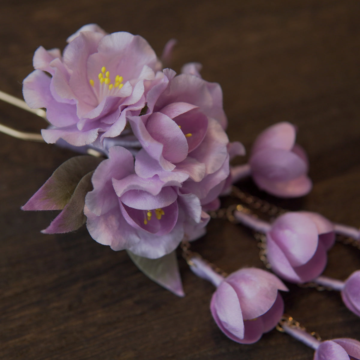 Handmade Silk Thread Weeping Crabapple Ronghua Hairpin | Chinese Heritage Floral Accessory