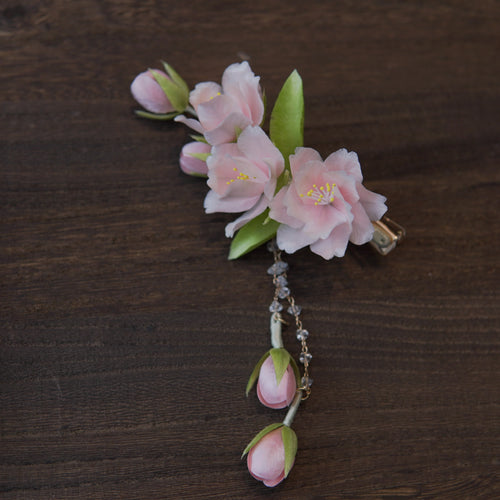 Handmade Silk Thread Cherry Blossom Ronghua Hair Clip | Chinese Heritage Floral Accessory