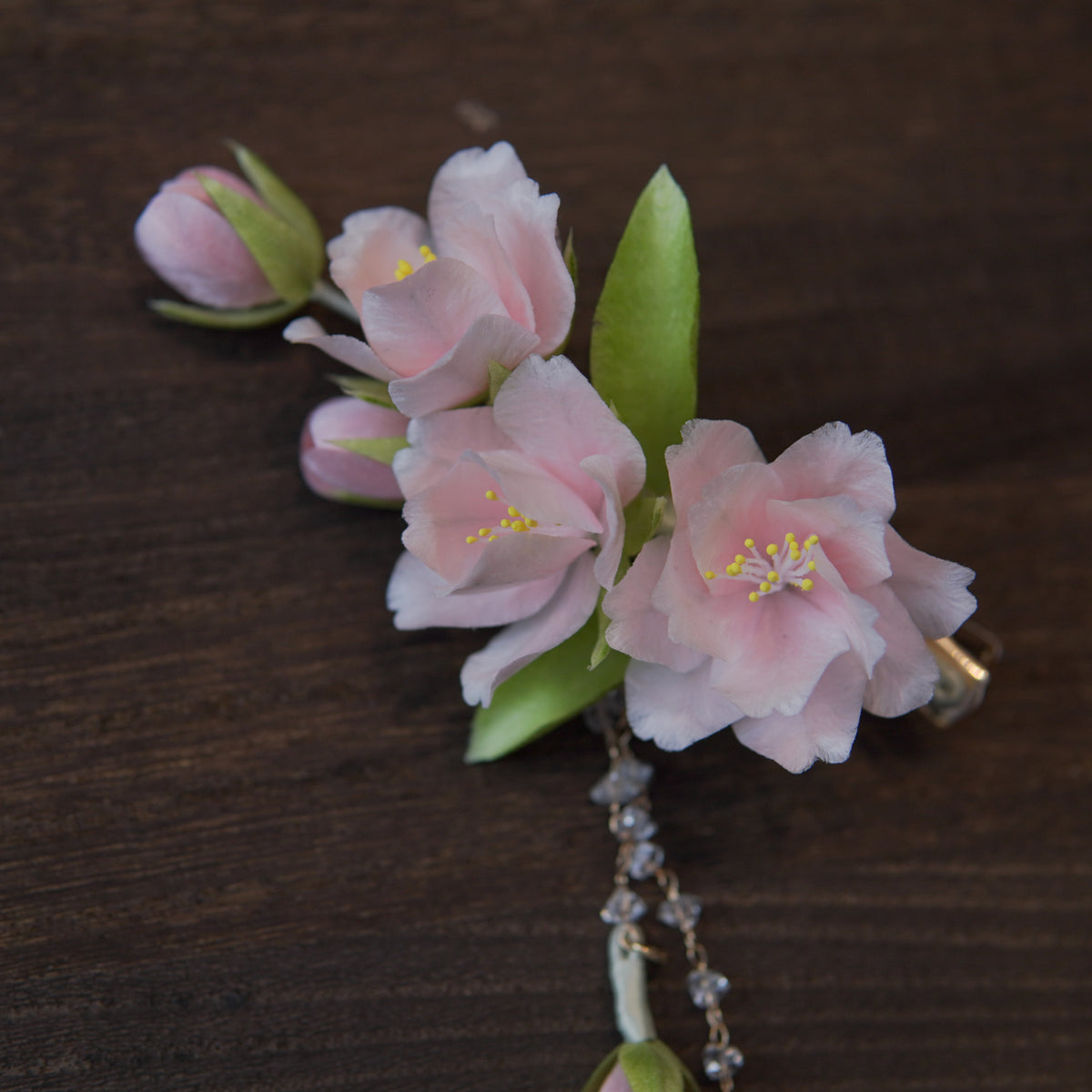 Handmade Silk Thread Cherry Blossom Ronghua Hair Clip | Chinese Heritage Floral Accessory