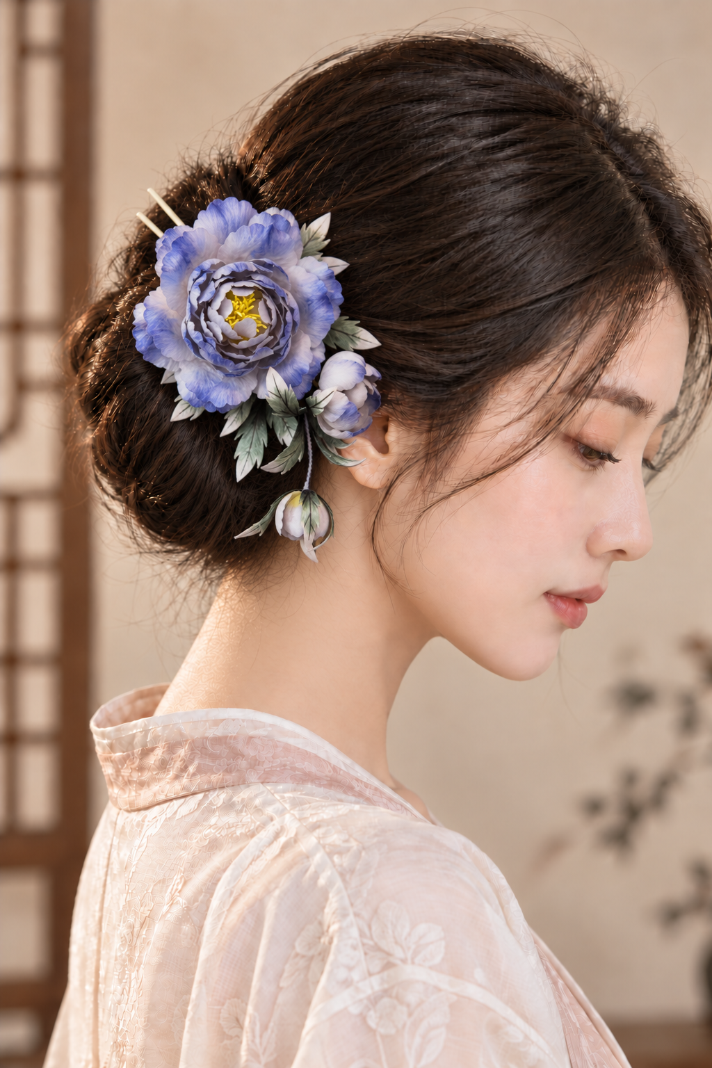 Handmade Silk Thread Peony Ronghua Flower | Chinese Heritage Floral Accessory