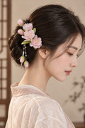 Handmade Silk Thread Cherry Blossom Ronghua Hair Clip | Chinese Heritage Floral Accessory