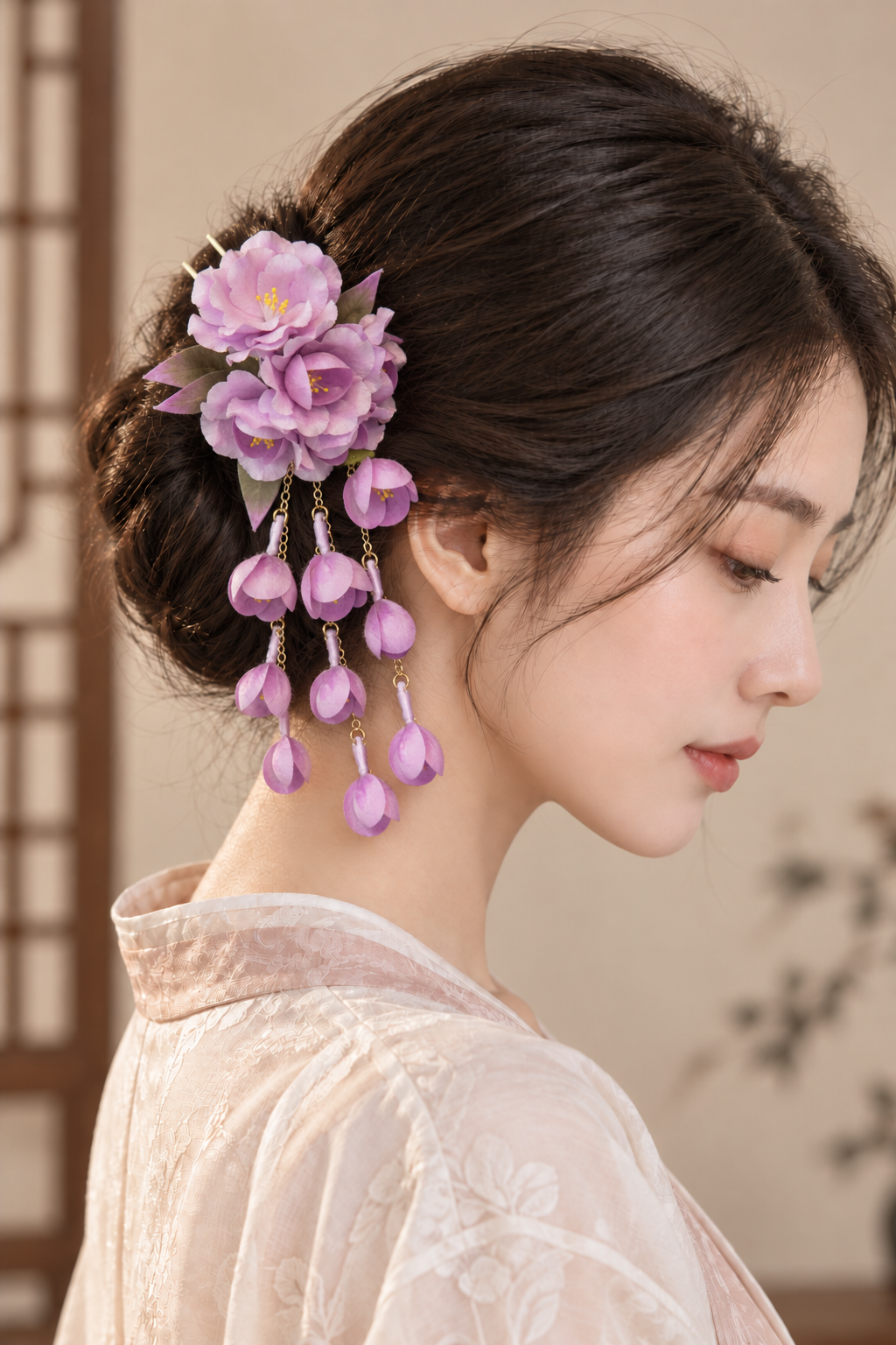 Handmade Silk Thread Weeping Crabapple Ronghua Hairpin | Chinese Heritage Floral Accessory