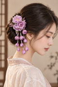 Handmade Silk Thread Weeping Crabapple Ronghua Hairpin | Chinese Heritage Floral Accessory